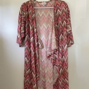 Lularoe Shirley Pink chevron ribbed cardigan Med